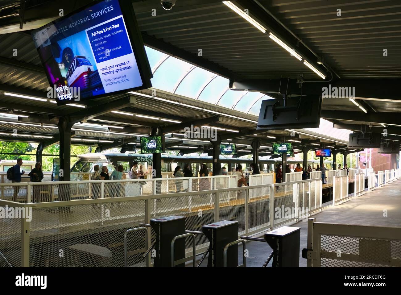 Im Inneren des ALWEG Seattle Centre Monorail Station Seattle Washington State USA Stockfoto