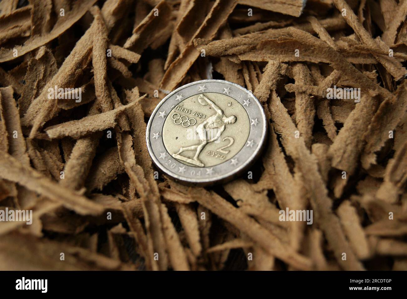 2 Olympische Spiele 2004. Griechische 2-Euro-Münze. Stockfoto