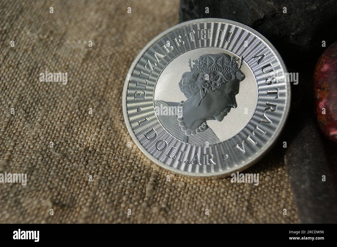 Australische 1-Dollar-Silbermünze. Beweis reines Silber Investitionsmünze. Stockfoto