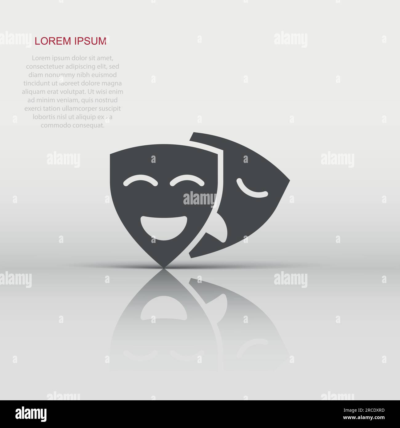 Theater-Maske-Symbol in flacher Form. Comedy und Tragik Vektorgrafiken auf weiß isoliertem Hintergrund. Lächeln Gesicht Geschäftskonzept. Stock Vektor Theater-Maske-Symbol in flacher Form. Comedy und Tragik Vektorgrafiken auf weiß isoliertem Hintergrund. Lächeln Gesicht Geschäftskonzept. Stock Vektor