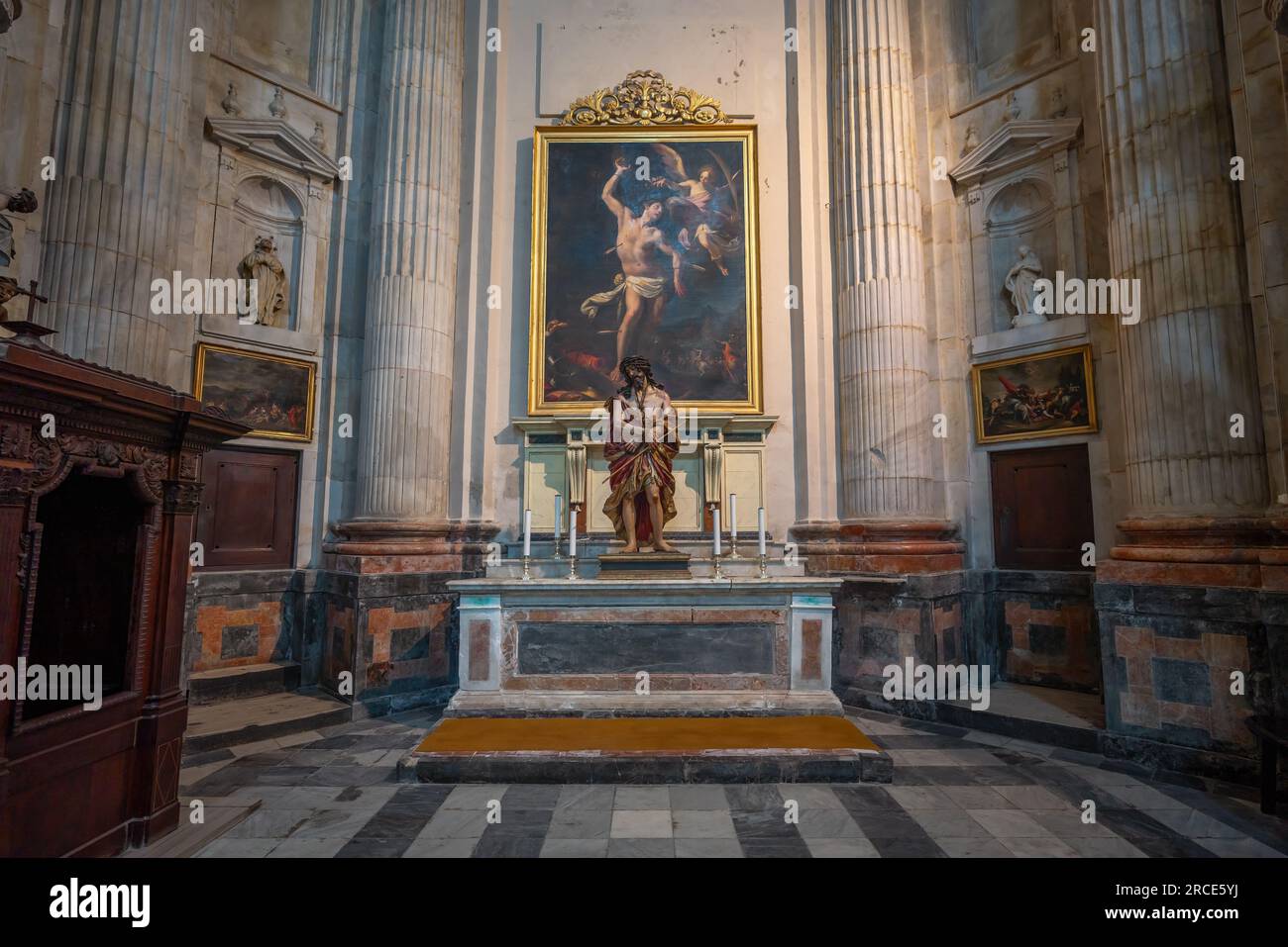 St.-Sebastian-Kapelle in der Kathedrale von Cadiz - Cadiz, Andalusien, Spanien Stockfoto