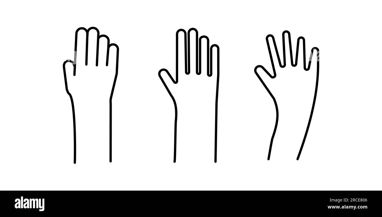 Handsymbole eingestellt. Einfaches Design. Linienvektor. Auf weißem Hintergrund isolieren. Stock Vektor
