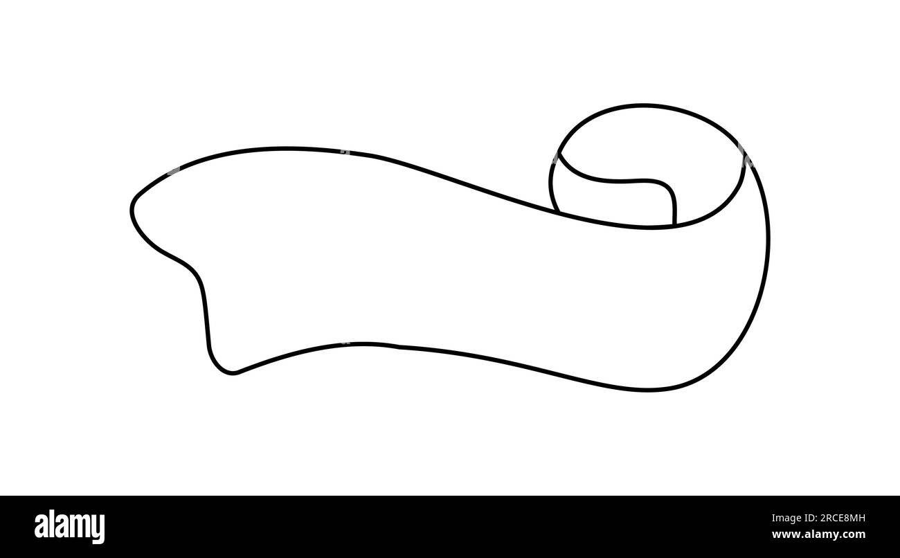 Schwarzes Monolin-Band. Symbol "Linienbanner", Web-Designelement. Handgezeichnete Vektordarstellung. Platz für Ihre SMS für geschäftliche Zwecke, Grußkarte und Holid Stock Vektor