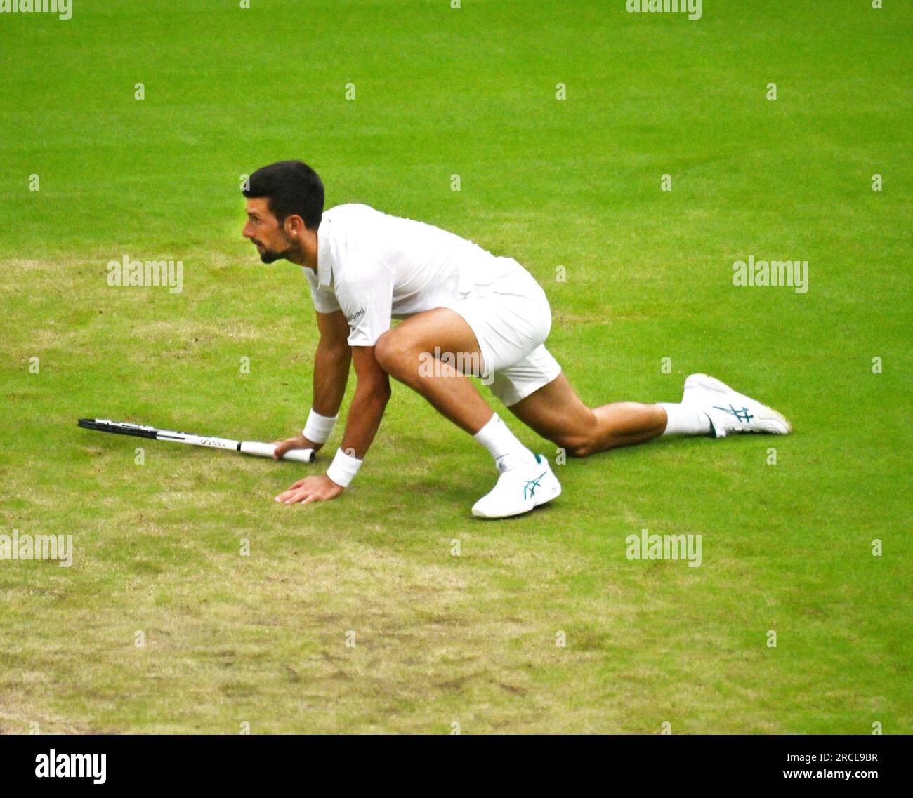 London, Gbr. 15. Juli 2023. London Wimbledon Championships Day 12 14/07/2023 Novak Djokovic (SRB) Halbfinalspiel: Roger Parker/Alamy Live News Stockfoto