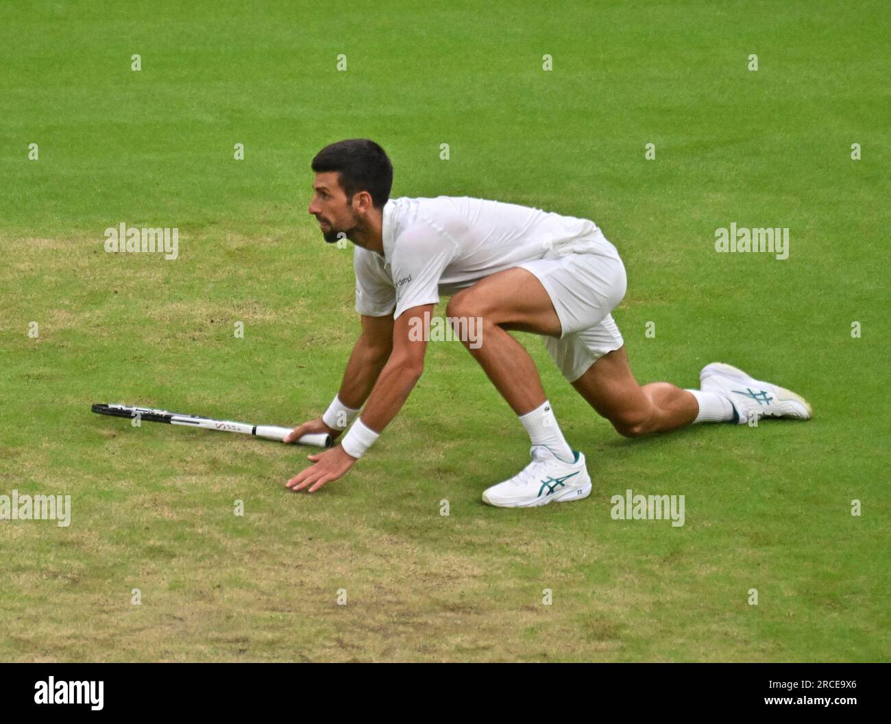 London, Gbr. 15. Juli 2023. London Wimbledon Championships Day 12 14/07/2023 Novak Djokovic (SRB) Halbfinalspiel: Roger Parker/Alamy Live News Stockfoto