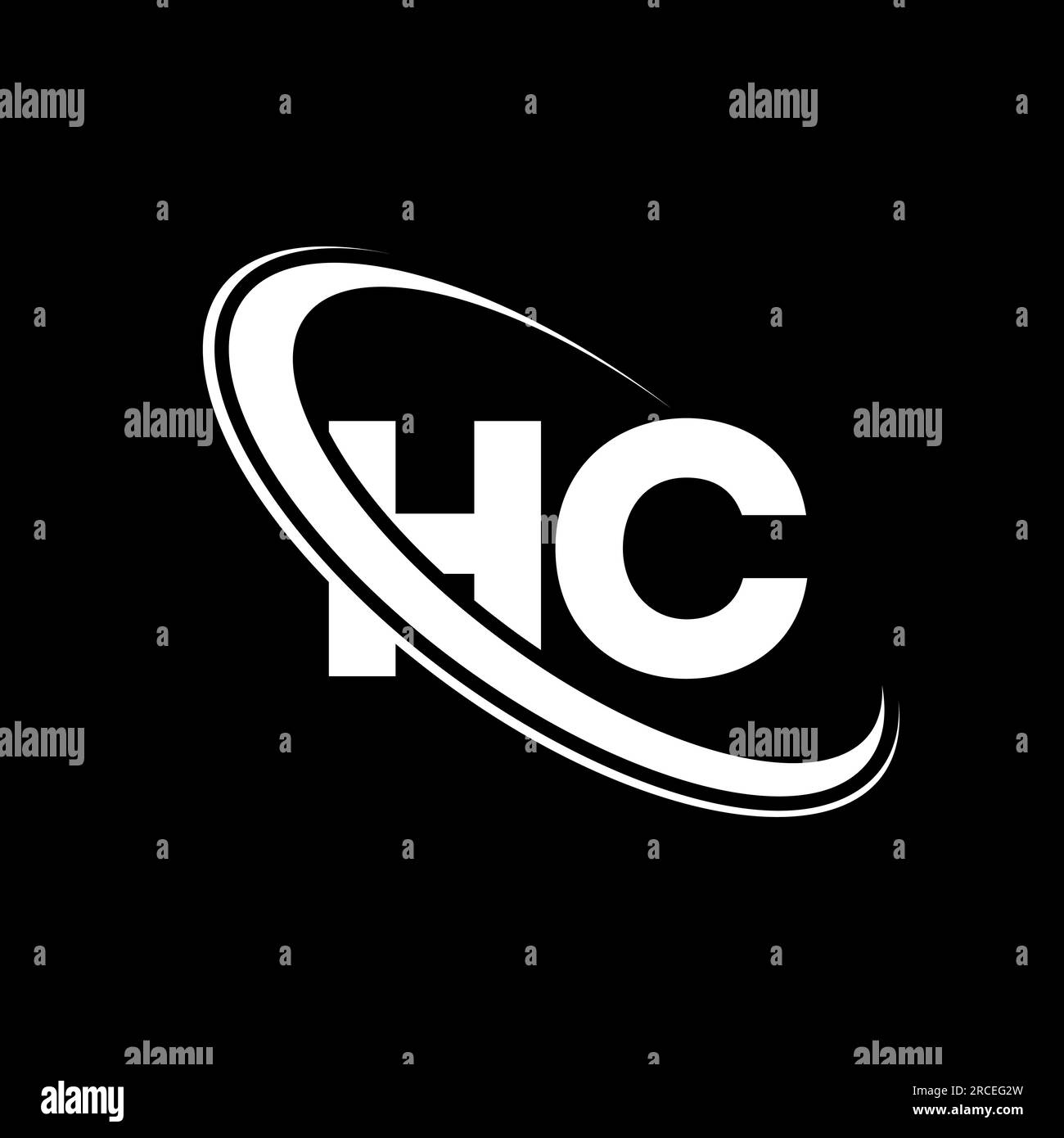HC-Logo. H C-Ausführung. Weißer HC-Buchstabe. Logo mit HC/H C-Buchstaben. Anfangsbuchstabe HC Linked Circle Monogram Logo in Großbuchstaben. Stock Vektor