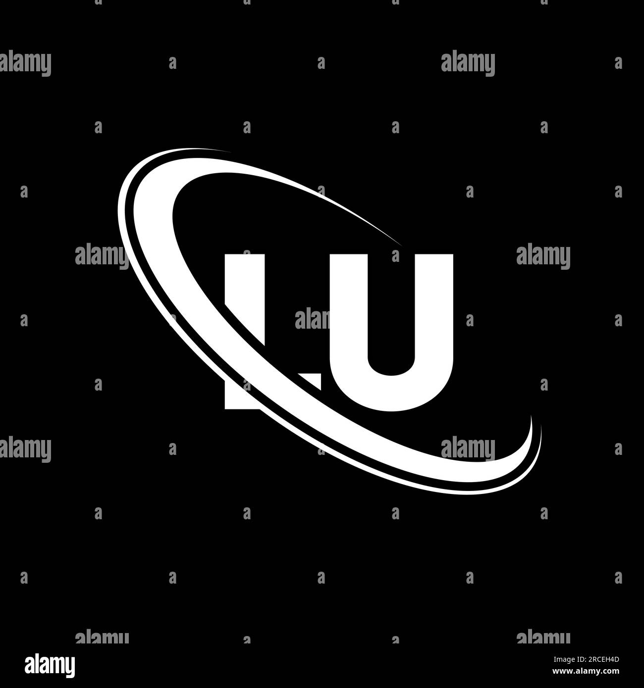 LU-Logo. L U-Design. Weißer LU-Buchstabe. LOGO mit LU/L U-Buchstaben. Anfangsbuchstabe LU gekettetes, großgeschriebenes Monogramm-Logo. Stock Vektor