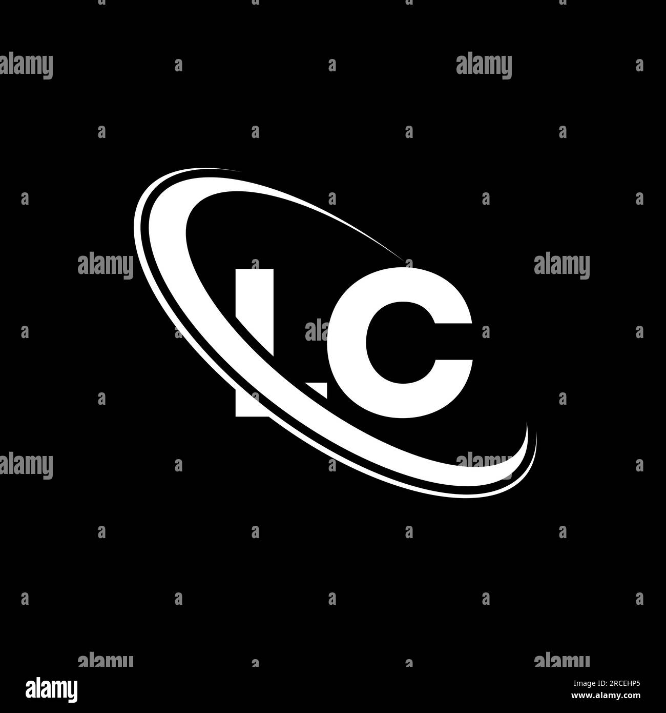 LC-Logo. L C-Ausführung. Weißer Akkreditivbuchstabe. LC/L C-Logo. Anfangsbuchstabe LC Linked Circle Monogram Logo in Großbuchstaben. Stock Vektor