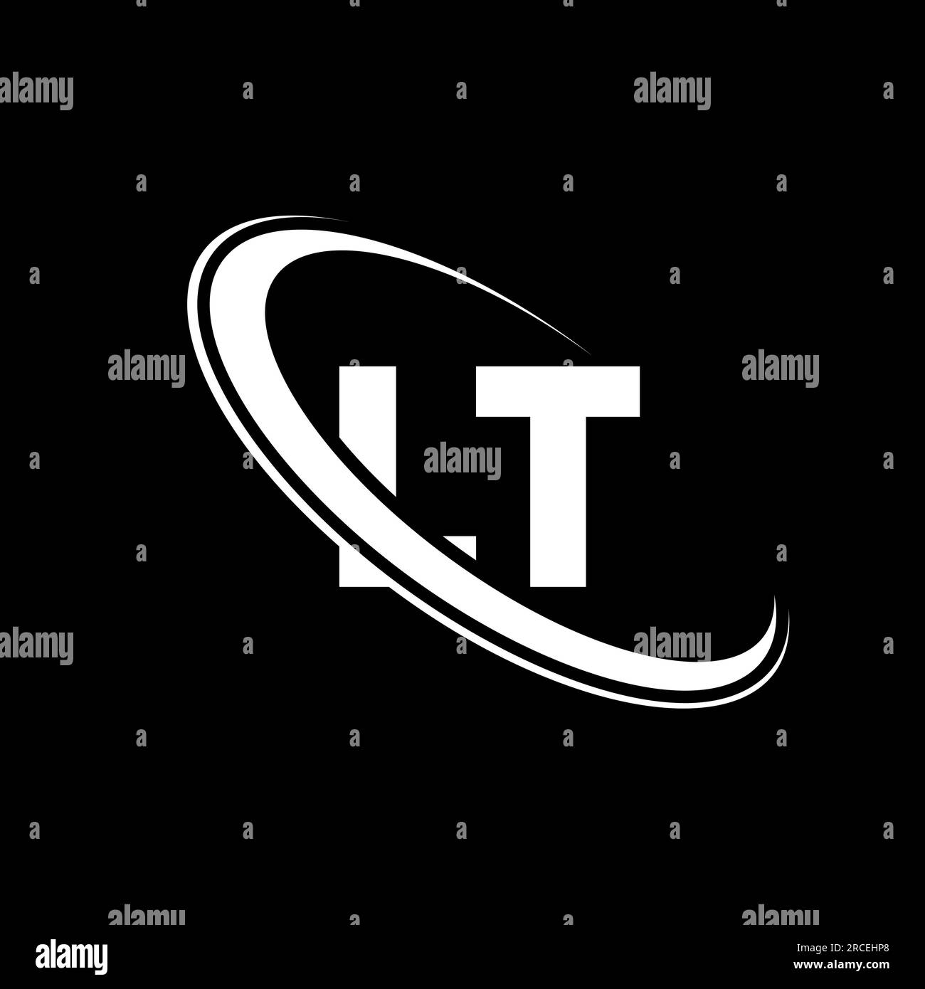 LT-Logo. L T-Ausführung. Weißer LT-Buchstabe. Logo mit Buchstaben „LT/L T“. Anfangsbuchstabe LT Linked Circle Monogram Logo in Großbuchstaben. Stock Vektor