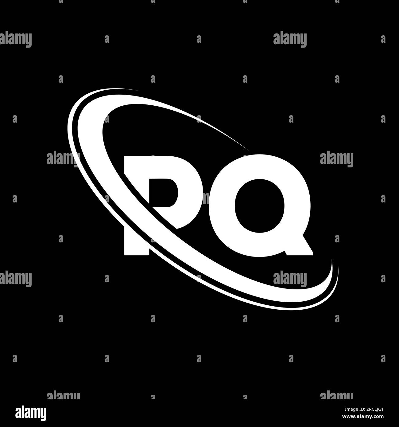 PQ-Logo. P Q-Ausführung. Weißer PQ-Buchstabe. Logo mit PQ/P Q-Buchstaben. Anfangsbuchstabe PQ Linked Circle Monogram Logo in Großbuchstaben. Stock Vektor