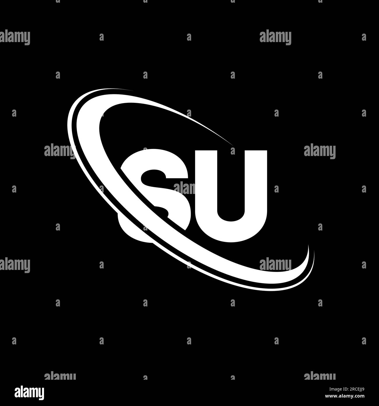SU-Logo. S U-Ausführung. Weißer SU-Buchstabe. LOGO MIT SU/S U-Buchstaben. Anfangsbuchstabe SU gekröpftes, großgeschriebenes Monogramm-Logo. Stock Vektor
