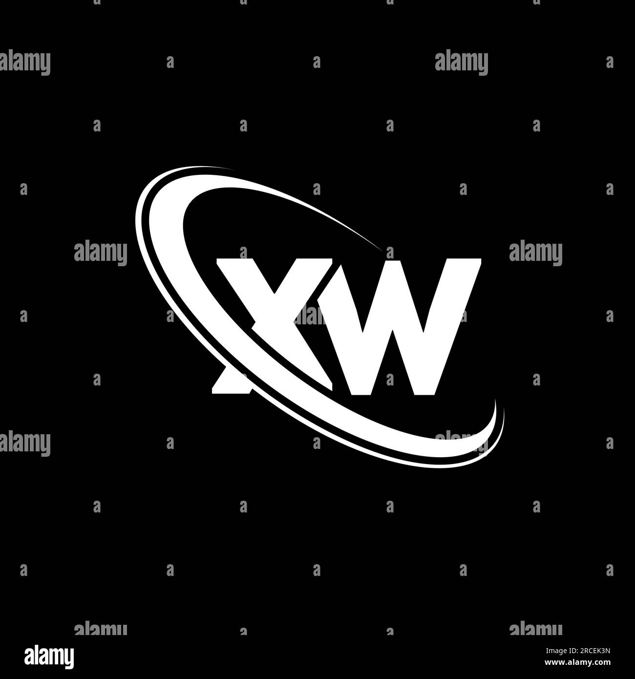 XW-Logo. X-W-Ausführung. Weißer XW-Buchstabe. Logo mit Buchstaben XW/X W. Anfangsbuchstabe XW Linked Circle Monogram Logo in Großbuchstaben. Stock Vektor