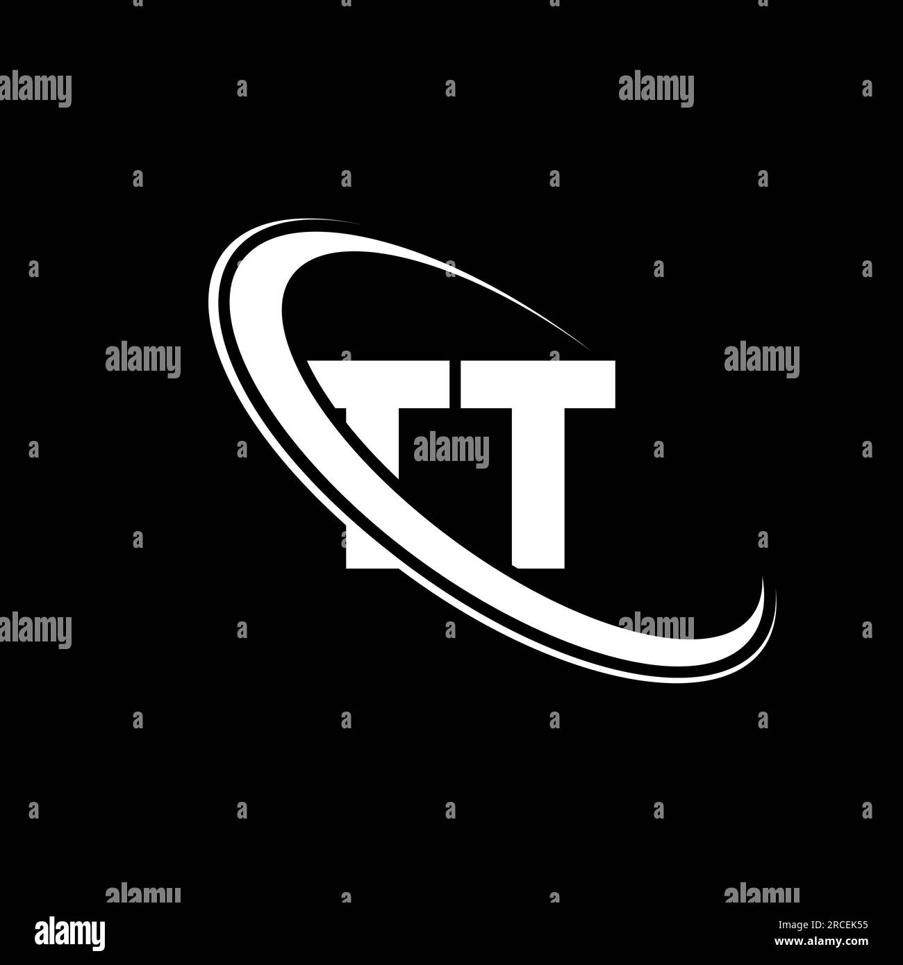 TT-Logo. T-T-Ausführung. Weißer TT-Buchstabe. Logo mit TT/T-Buchstaben. Anfangsbuchstabe TT Linked Circle Monogram Logo in Großbuchstaben. Stock Vektor