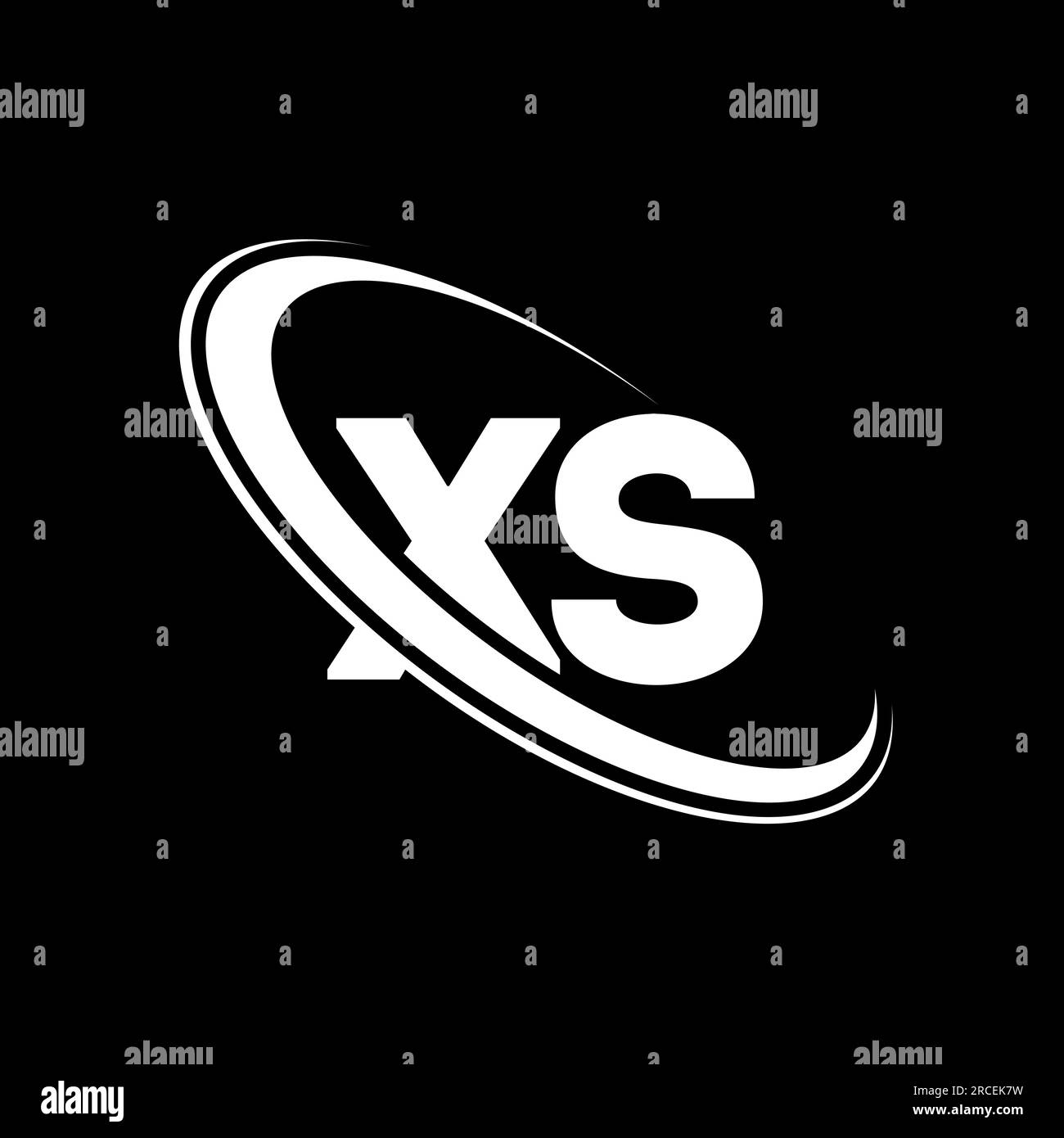 XS-Logo. X S-Ausführung. Weißer XS-Buchstabe. Logo mit XS/X S-Buchstaben. Anfangsbuchstabe XS verbundener Kreis Monogramm-Logo in Großbuchstaben. Stock Vektor