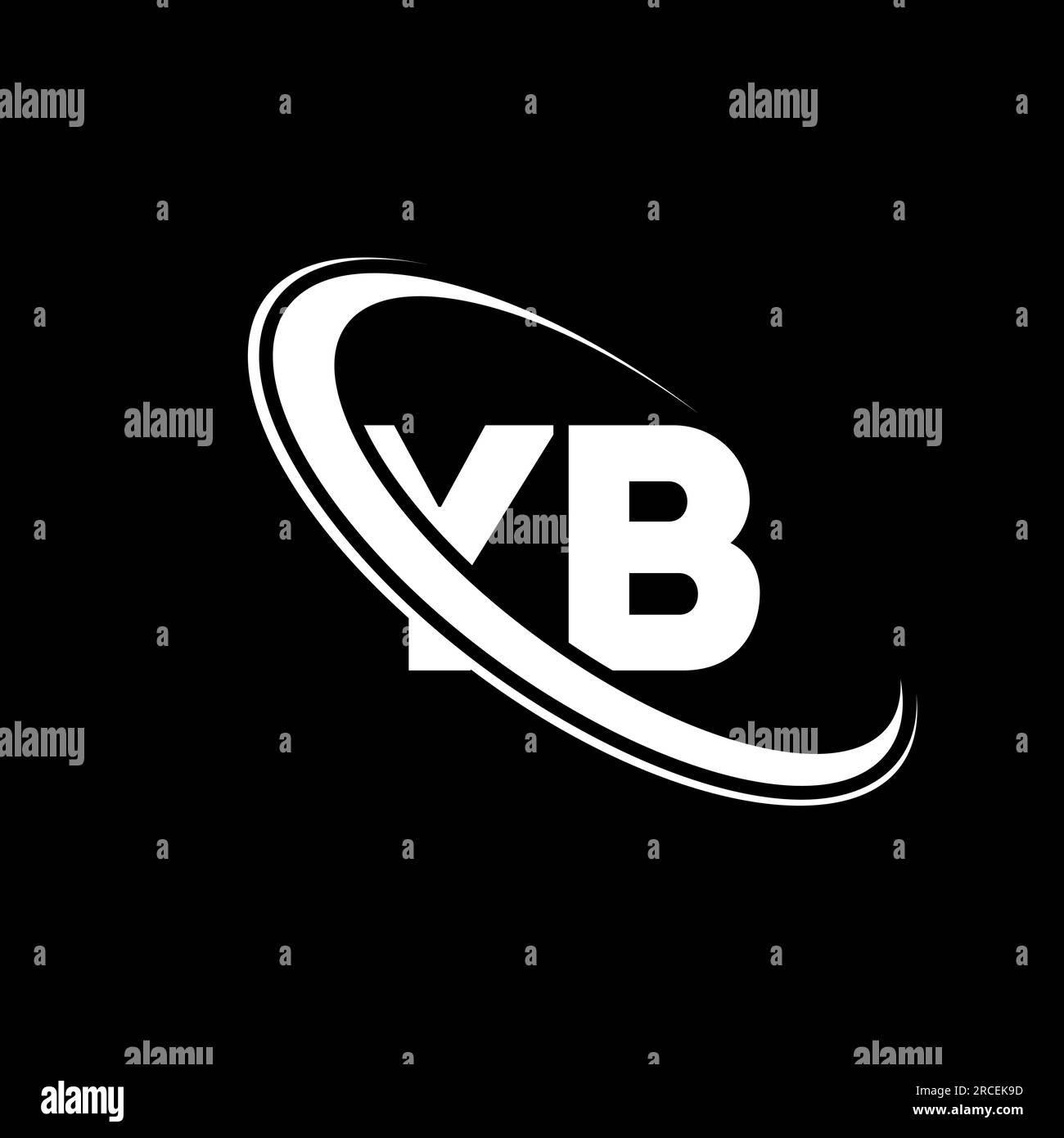 YB-Logo. Ausführung Y B. Weißer YB-Buchstabe. Logo mit Buchstaben YB/Y B. Anfangsbuchstabe YB Linked Circle Monogram Logo in Großbuchstaben. Stock Vektor