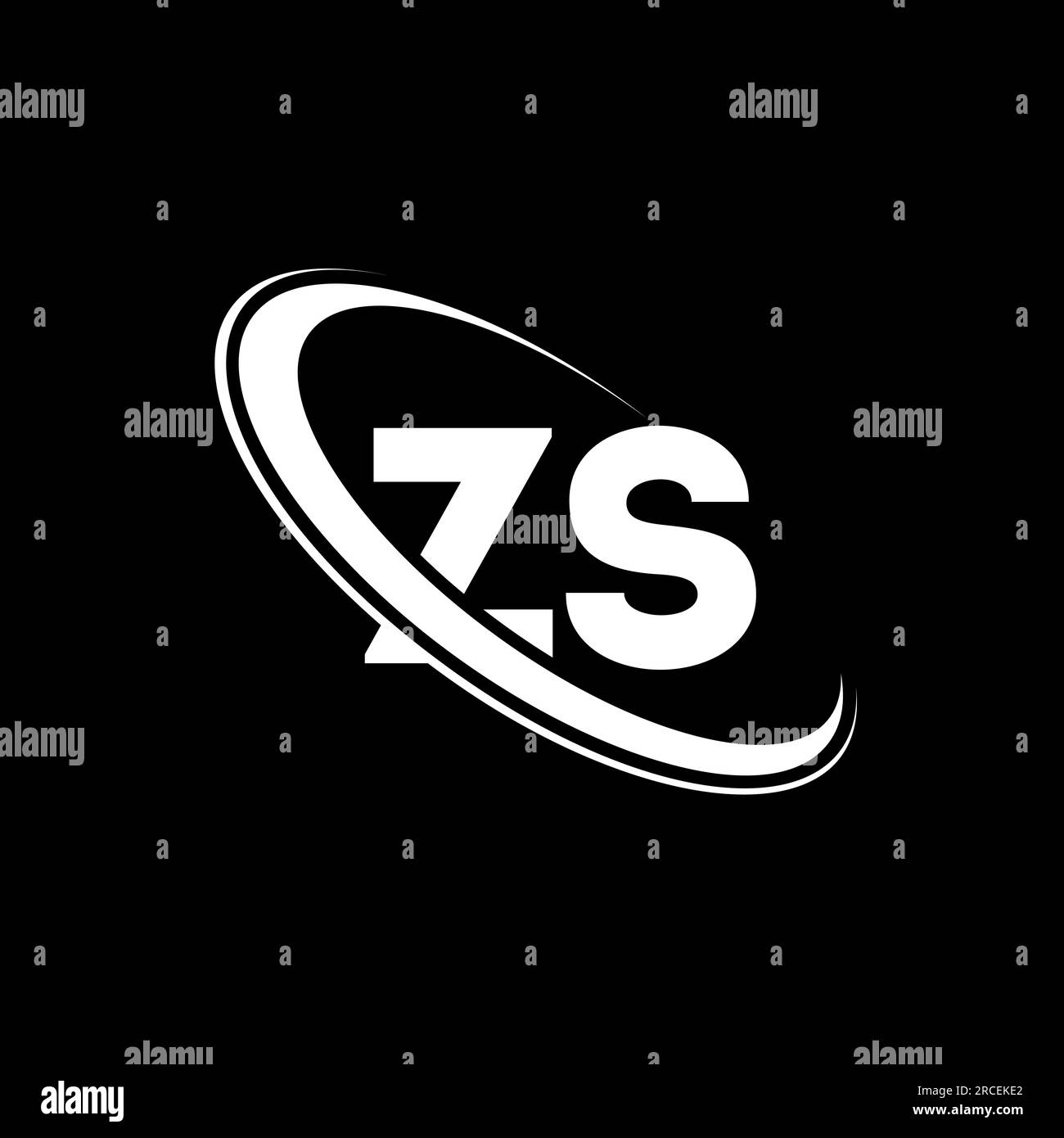 ZS-Logo. Z S-Ausführung. Weißer ZS-Buchstabe. Logo mit ZS/Z S-Buchstaben. Anfangsbuchstabe ZS Linked Circle Monogram Logo in Großbuchstaben. Stock Vektor