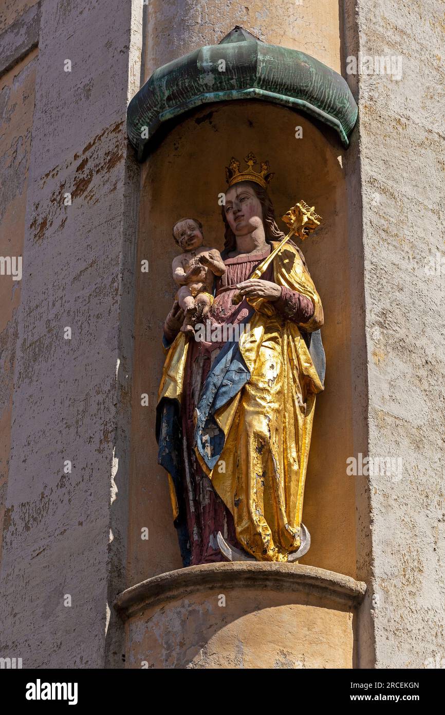 Statue der Jungfrau Maria und des göttlichen Kindes, Bamberg, Oberfranken, Bayern, Deutschland Stockfoto