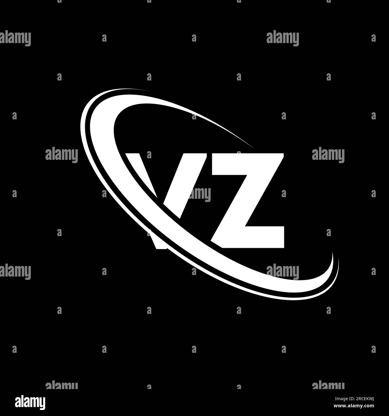 VZ-Logo. V Z-Ausführung. Weißer VZ-Buchstabe. Logo mit VZ/V Z-Buchstaben. Anfangsbuchstabe VZ Linked Circle Monogram Logo in Großbuchstaben. Stock Vektor