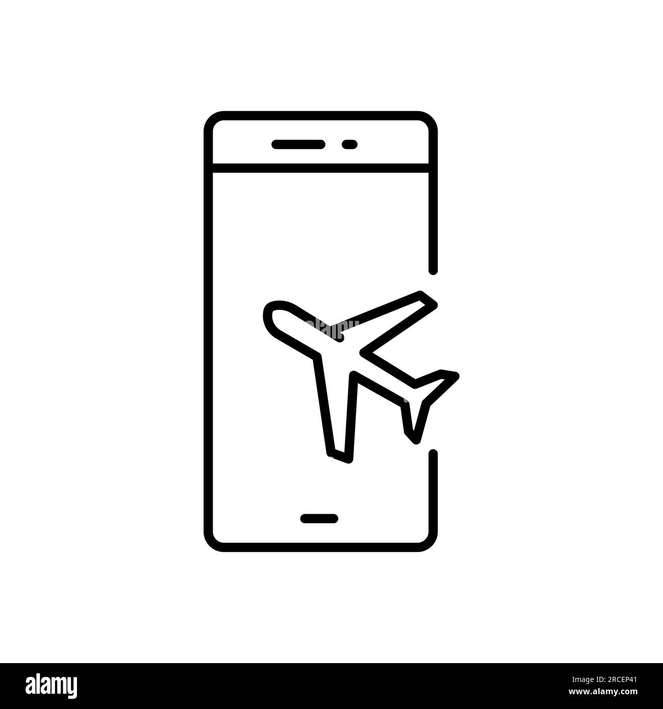 Symbol für Online-Flugbuchung, Linienvektorgrafiken Stock Vektor