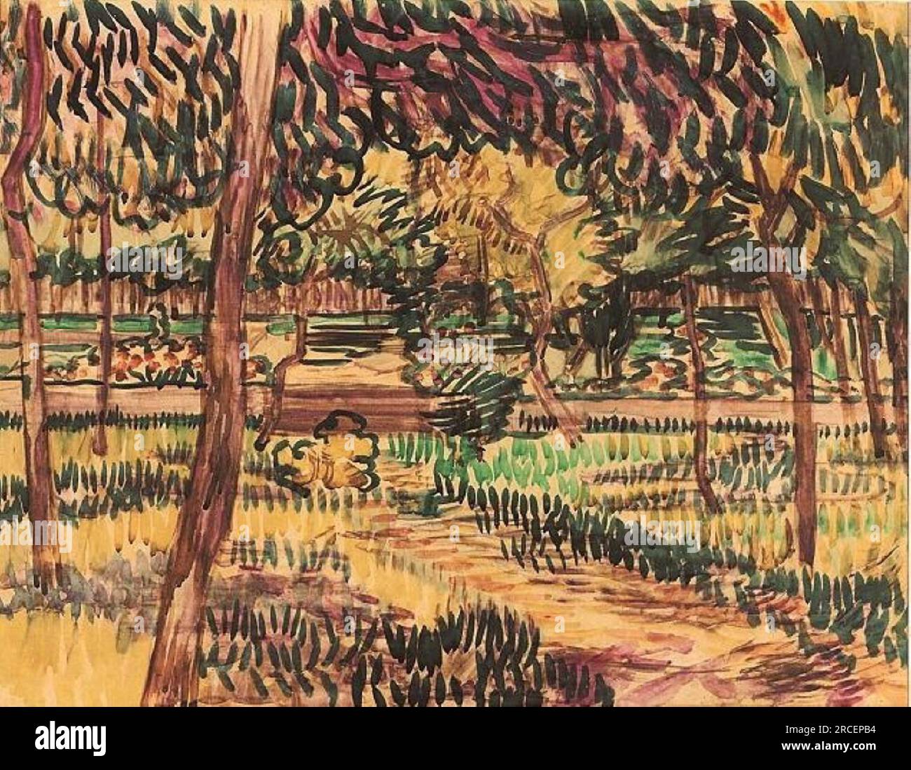 Bäume im Garten des Asyls 1889; Saint-rémy-de-provence, Frankreich, von Vincent van Gogh Stockfoto