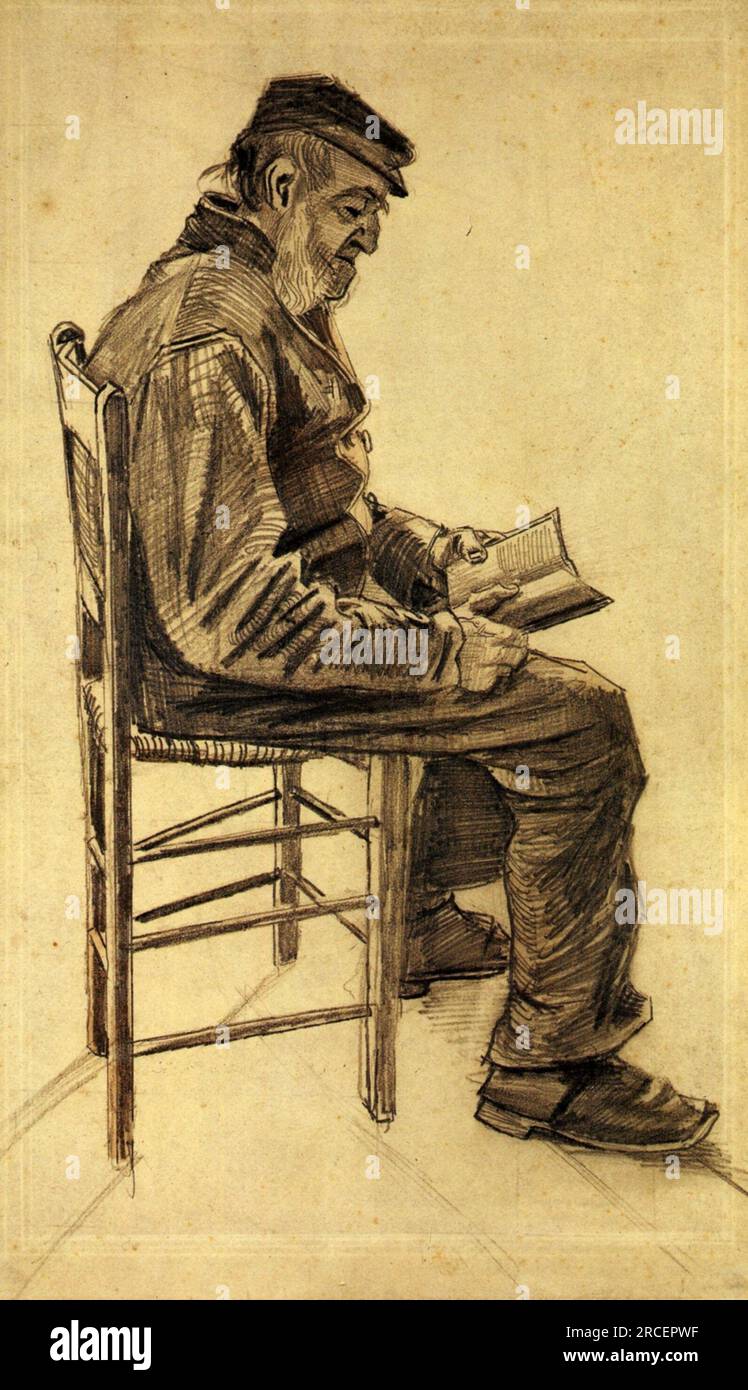 Old man Reading 1882; Haag / Den Haag / La Haye / Den Haag, Niederlande, von Vincent van Gogh Stockfoto