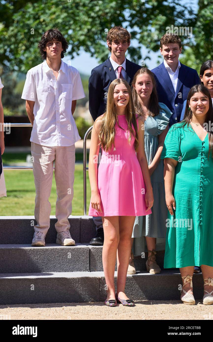 Madrid. Spanien. 20230714, Prinzessin Sofia nimmt am 14. Juli 2023 im Schloss Zarzuela in Madrid, Spanien, an einer Audienz des Spanischen Komitees der United World Colleges Foundation Teil Stockfoto