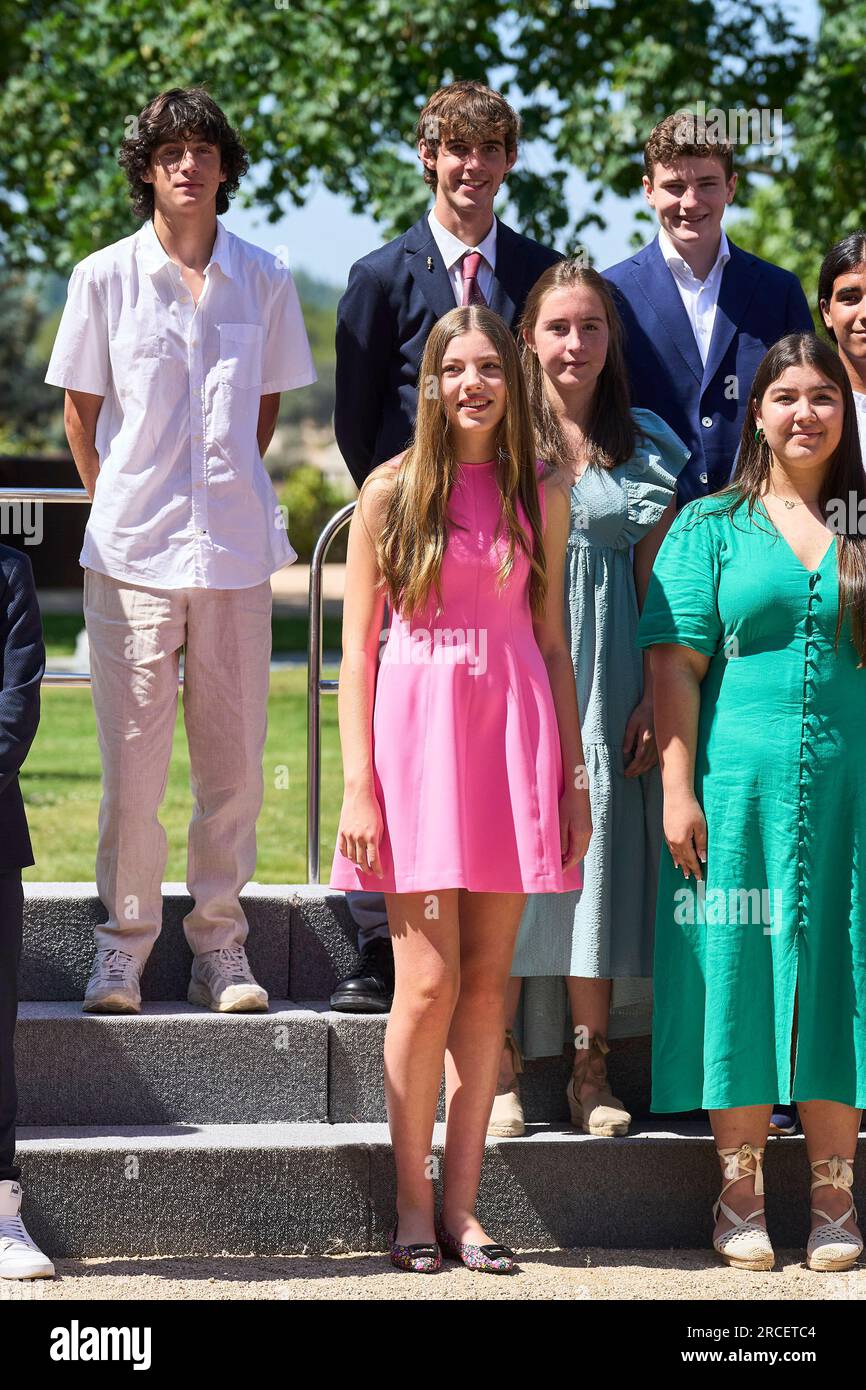 Madrid. Spanien. 20230714, Prinzessin Sofia nimmt am 14. Juli 2023 im Schloss Zarzuela in Madrid, Spanien, an einer Audienz des Spanischen Komitees der United World Colleges Foundation Teil Stockfoto