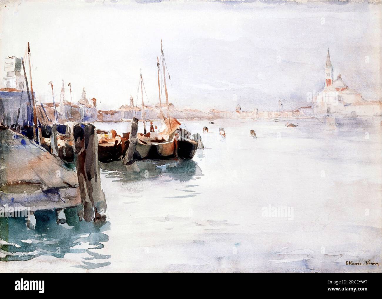 Venedig von der amerikanischen Künstlerin Elizabeth Nourse (1859-1938), Aquarell über Bleistiftspuren, 1891 Stockfoto