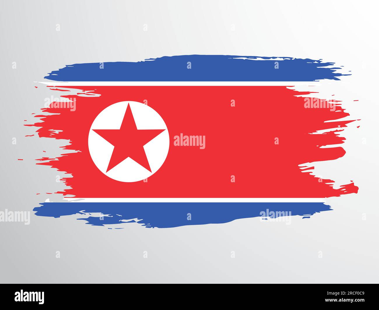 Nordkoreanische Flagge mit einem Pinsel gemalt Stock Vektor