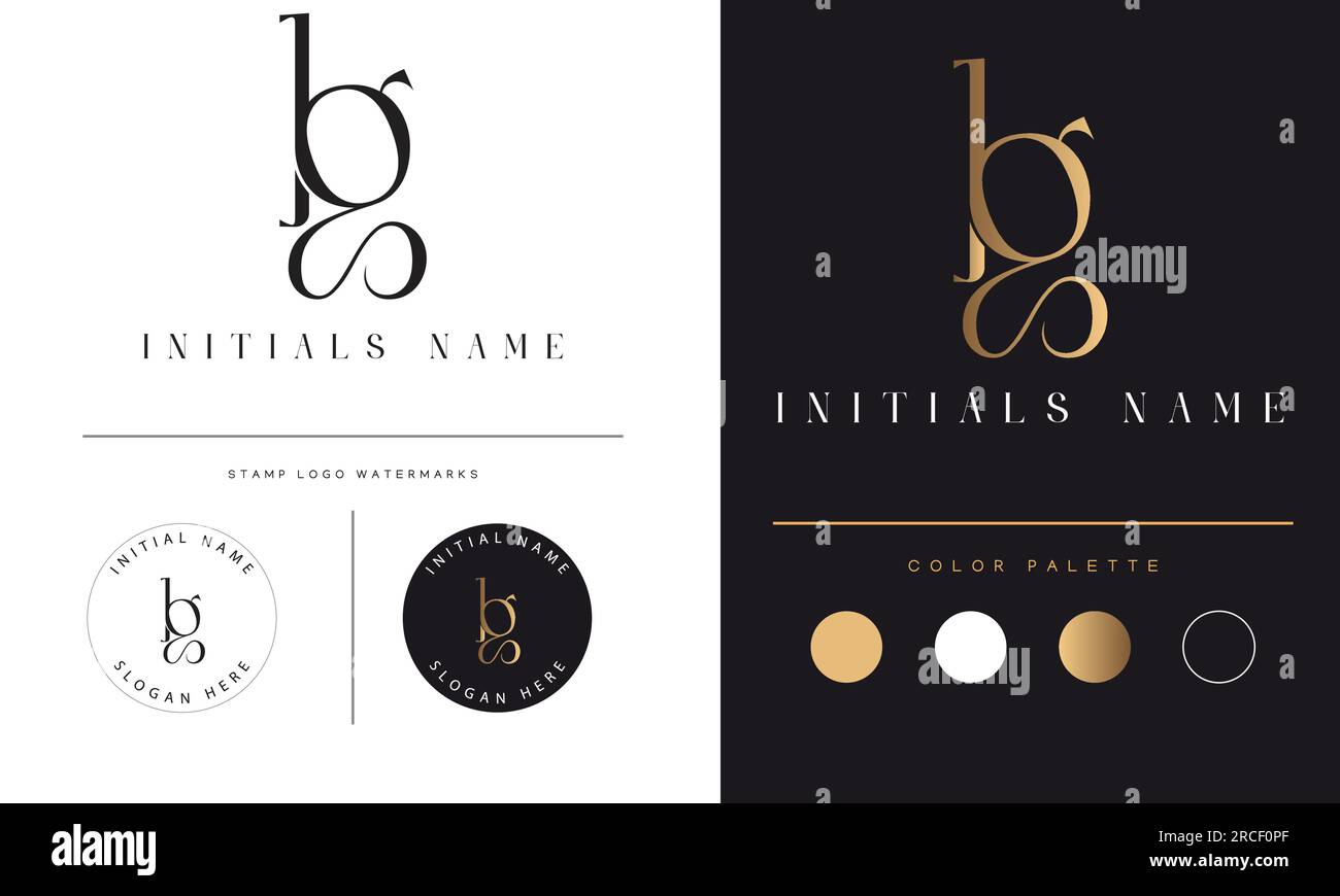 Luxus BG oder GB ursprüngliches Monogramm Text Letter Logo-Design Stock Vektor