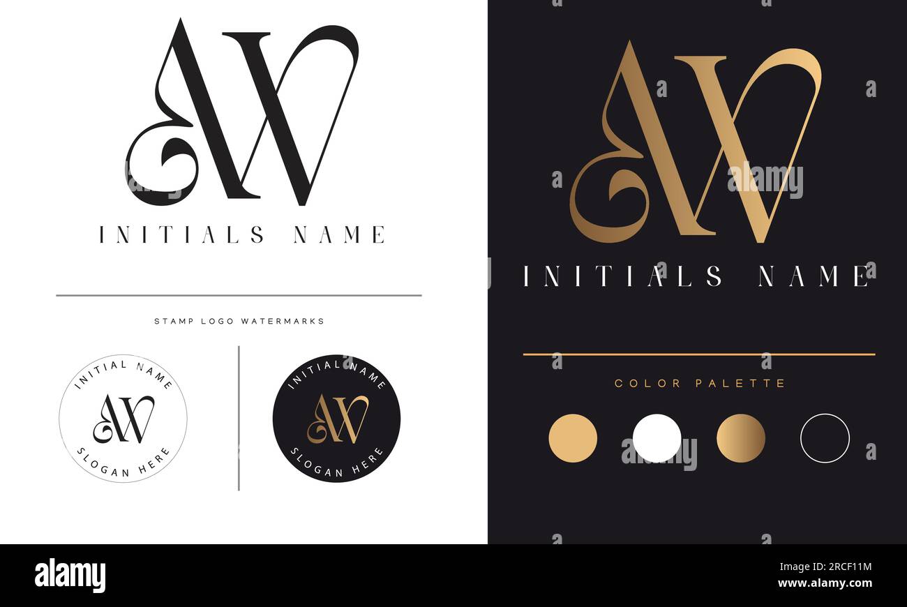 Luxus WA oder AW Initial Monogramm Text Letter Logo-Design Stock Vektor