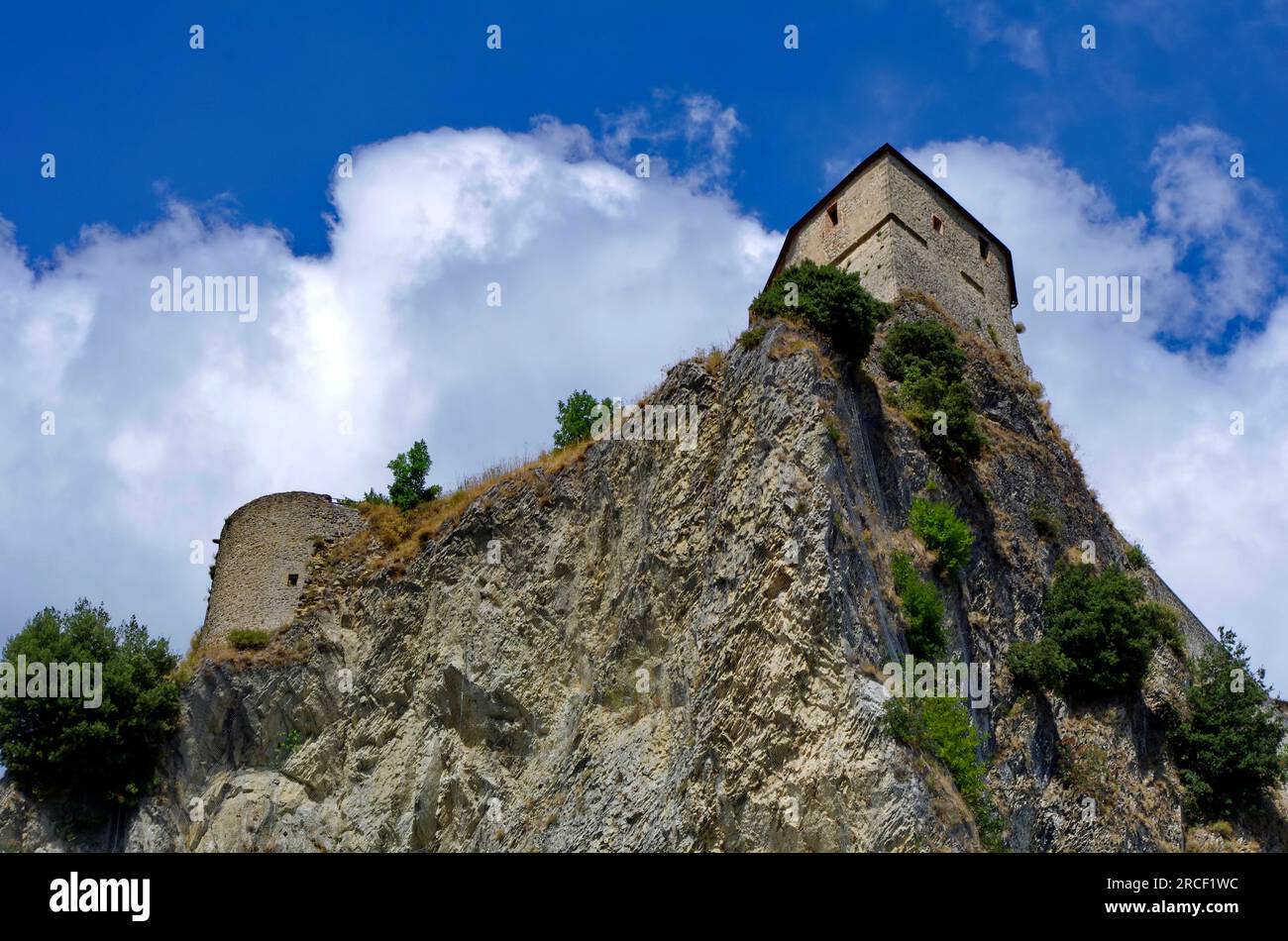 Il forte di San Leo in cima al precipizio Stockfoto