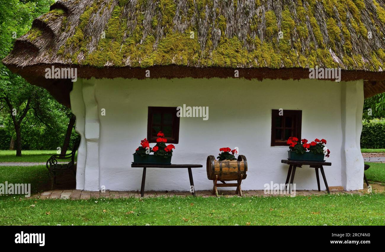 Traditioneller Weinkeller in Moschendorf, Burgenland, Österreich Stockfoto