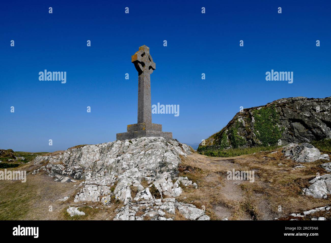 Celtic Cross auf Ynys Llanddwyn Newborough National Nature Reserve and Forest, Anglesey Stockfoto