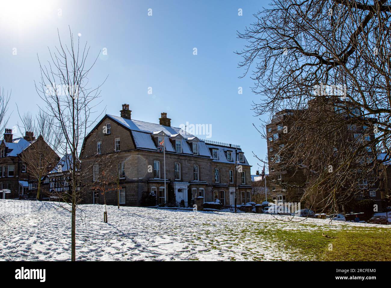 Fantastische Aufnahmen, die im Winter in North Yorkshire, Harrogate, aufgenommen wurden Stockfoto