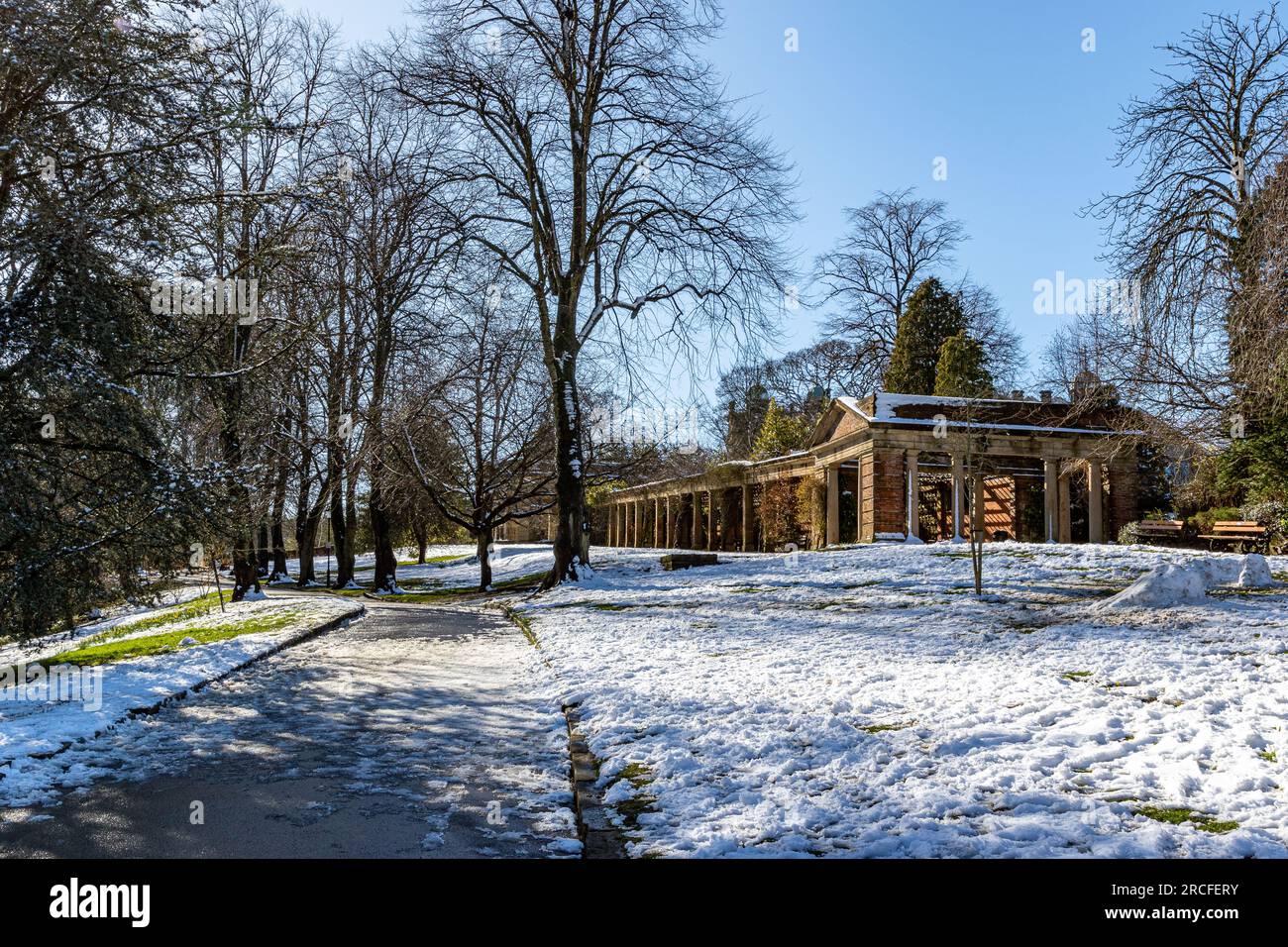 Fantastische Aufnahmen, die im Winter in North Yorkshire, Harrogate, aufgenommen wurden Stockfoto