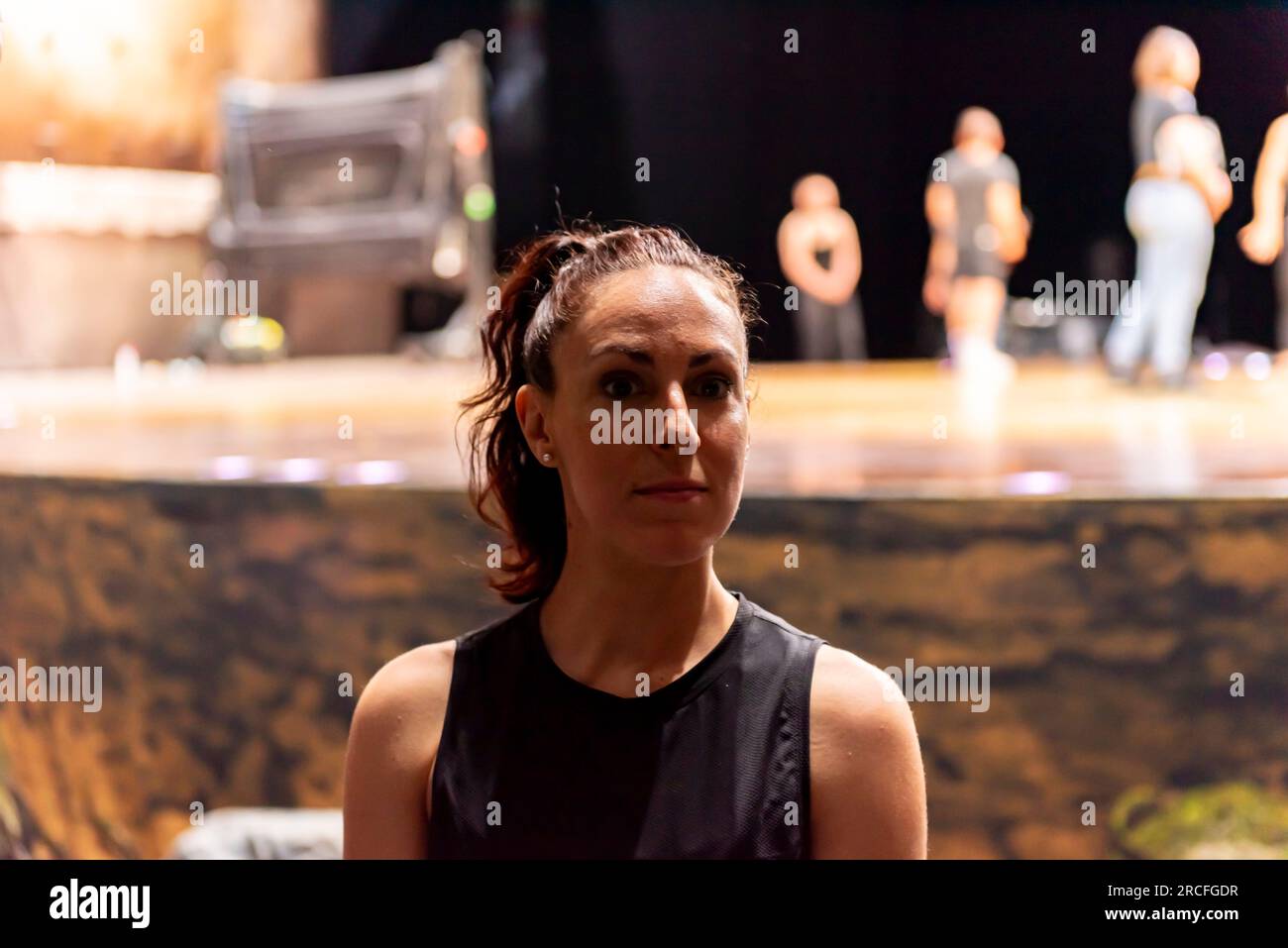 Donostia, Spanien. 14. Juni 2023. Einige der Künstler führen ein paar Tage vor der Premiere der Show eine Probe ohne Charakterisierung durch. Kredit: Xan Gasalla/Alamy Live News. Stockfoto