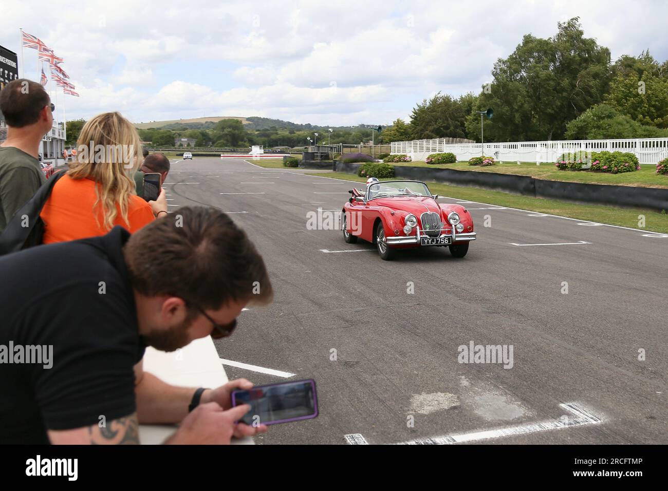 Jaguar XK150 3,4 Drophead Coupé (1958), Mike Hawthorn Track Day, Goodwood, Sussex, England, Großbritannien, Großbritannien, Europa Stockfoto