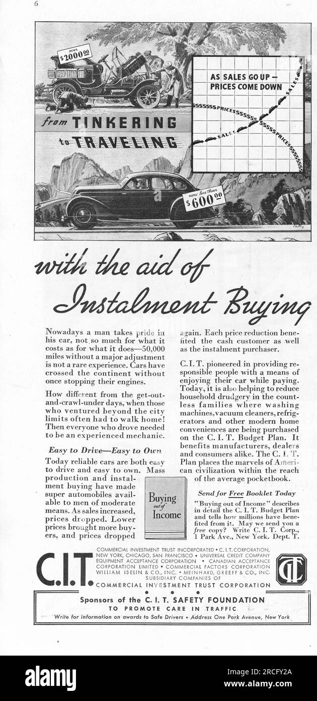 Vintage Time Magazine, 6. Juli 1936 Ausgabe Werbung, USA Stockfoto