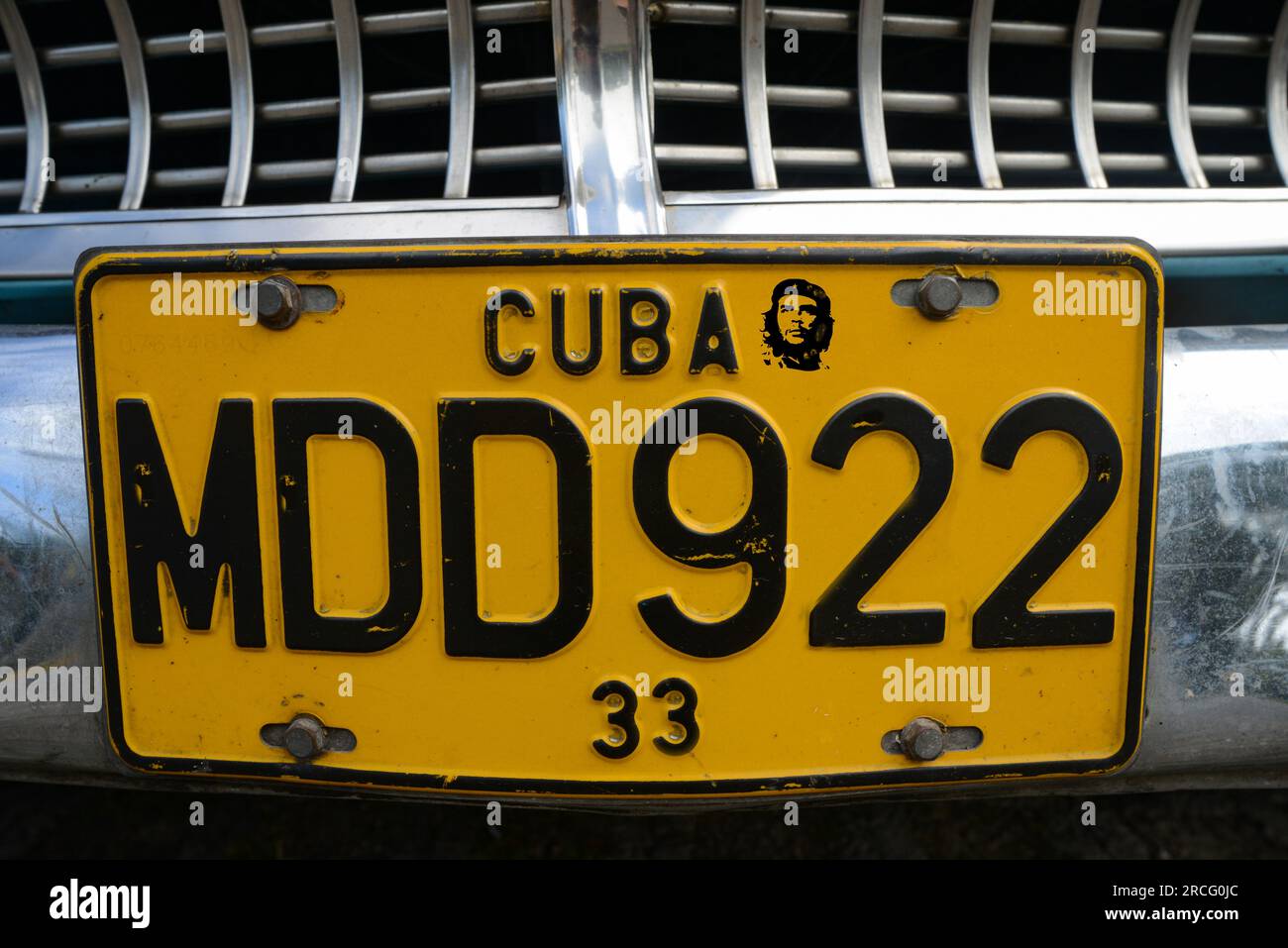 Nahaufnahme des kubanischen Nummernschilds Stockfoto