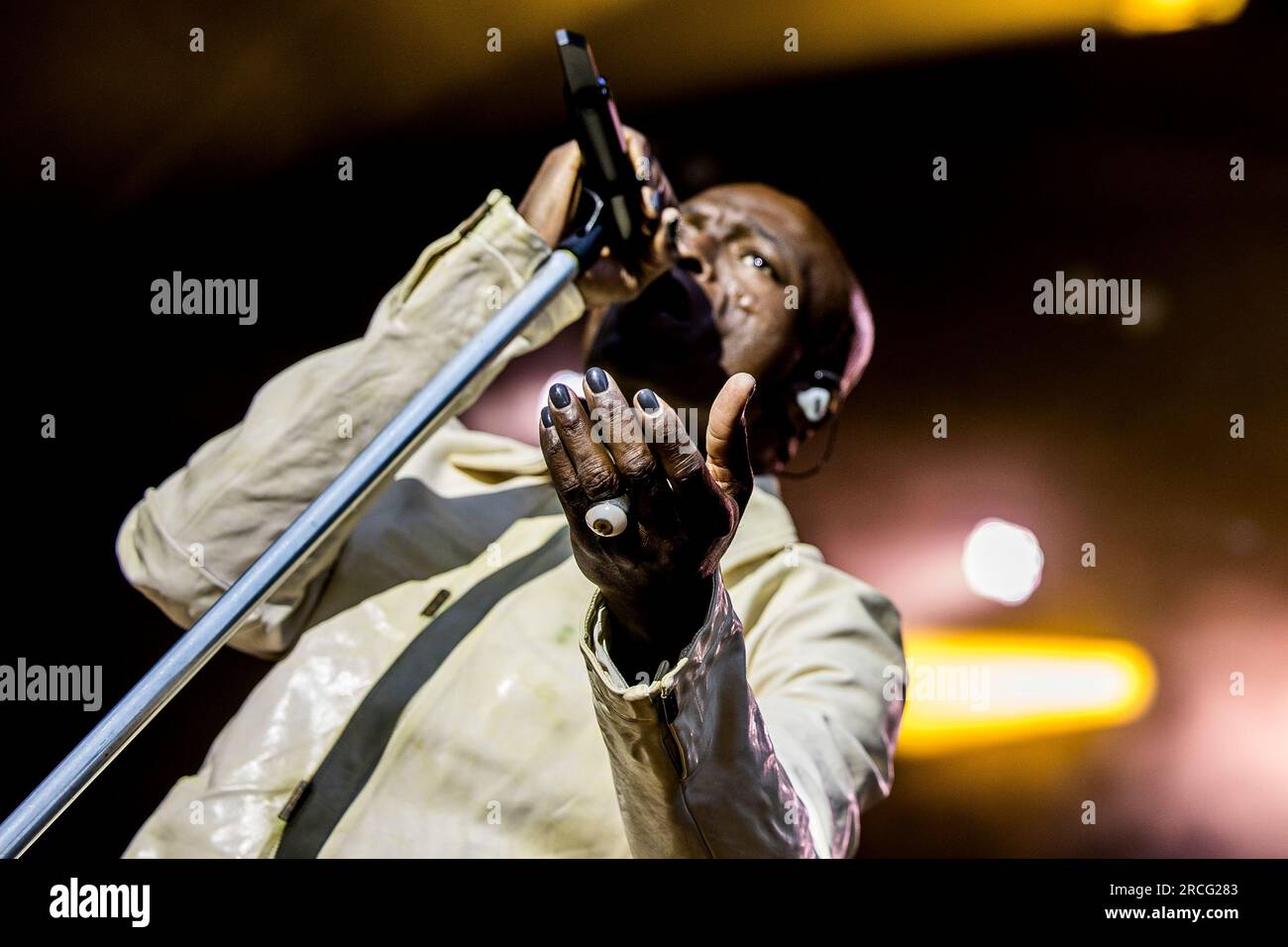 Aarhus, Dänemark. 14. Juli 2023. Der englische Sänger und Songwriter Seal führt ein Live-Konzert im Tivoli Friheden in Aarhus auf. (Foto: Gonzales Photo/Alamy Live News Stockfoto