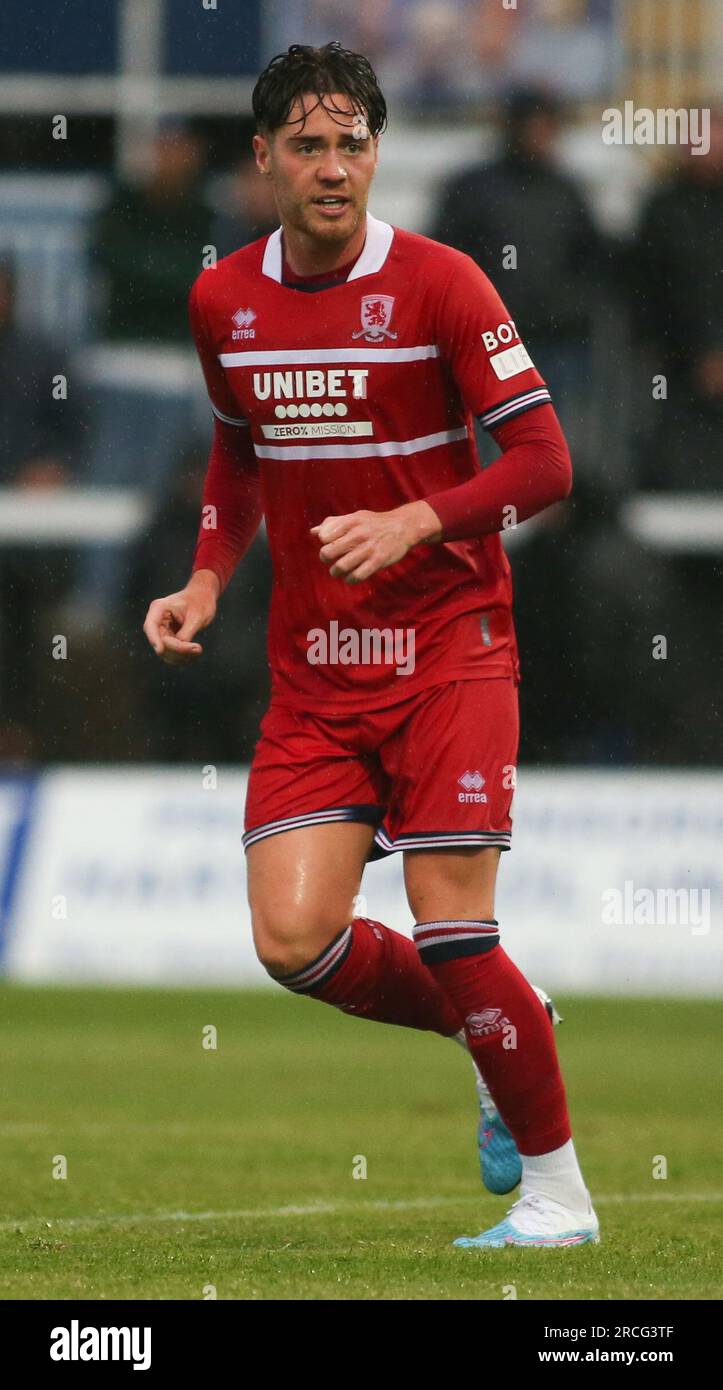 Middlesbrough's Hayden Hackney während des Vorsaison Freundschaftsspiels zwischen Hartlepool United und Middlesbrough im Victoria Park, Hartlepool am Freitag, den 14. Juli 2023. (Foto: Michael Driver | MI News) Guthaben: MI News & Sport /Alamy Live News Stockfoto