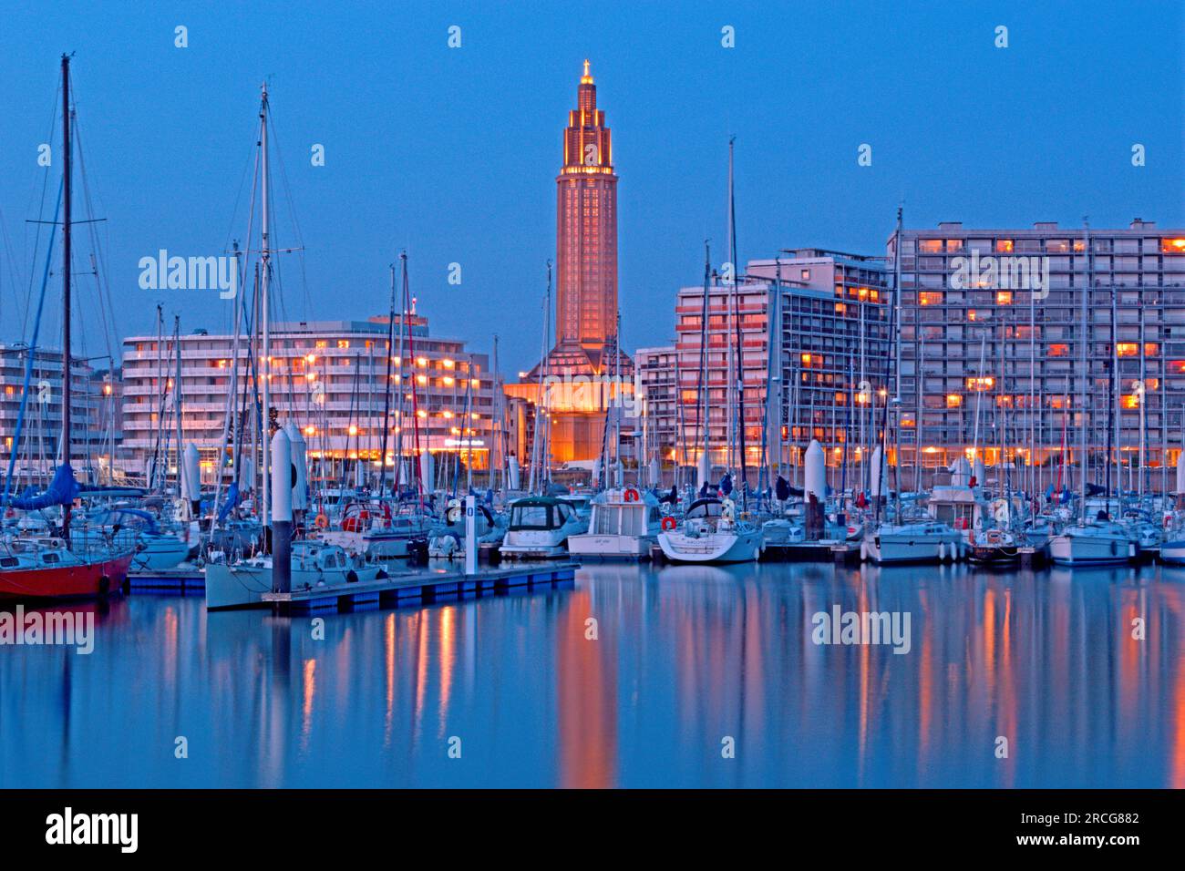 Yachten im Hafen, Le Havre, Normandie, Frankreich Stockfoto