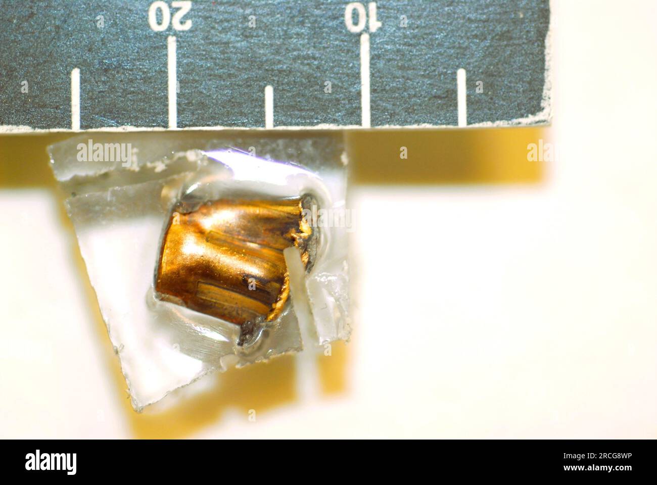 223 Kugel von plexiglas gestoppt Stockfoto