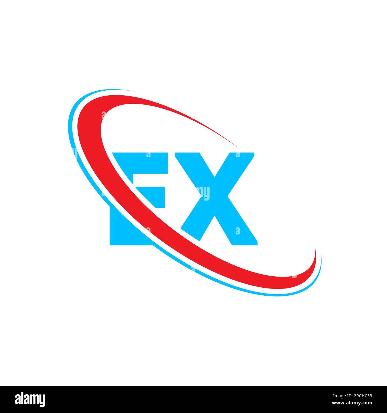 LOGO-Design MIT DEM BUCHSTABEN „EX Letter“. Anfangsbuchstaben EX-Logo-Symbol. Abstrakte EX E X-Logo-Designvorlage. E X Letter Design Vector mit Rot und Blau C Stock Vektor