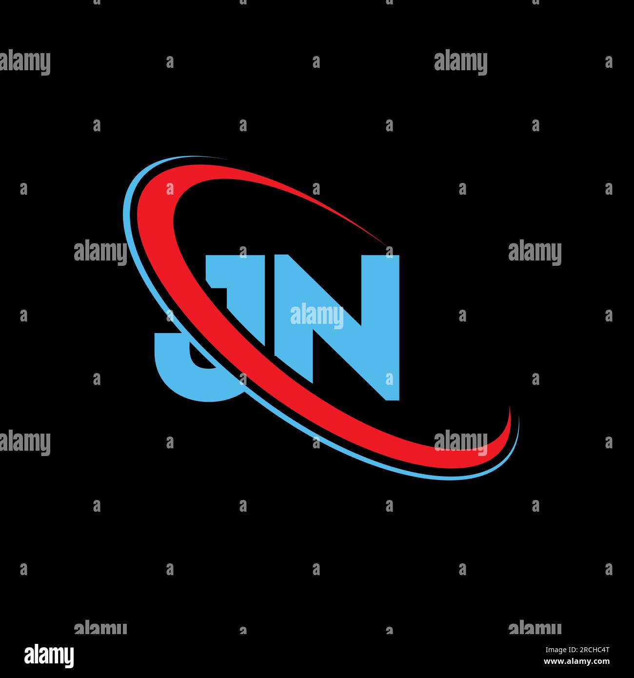 Logo mit JV J V-Buchstaben. Anfangsbuchstabe JV gekoppeltes kreisförmiges Monogramm-Logo in Großbuchstaben, rot und blau. JV-Logo, JV-Design Stock Vektor