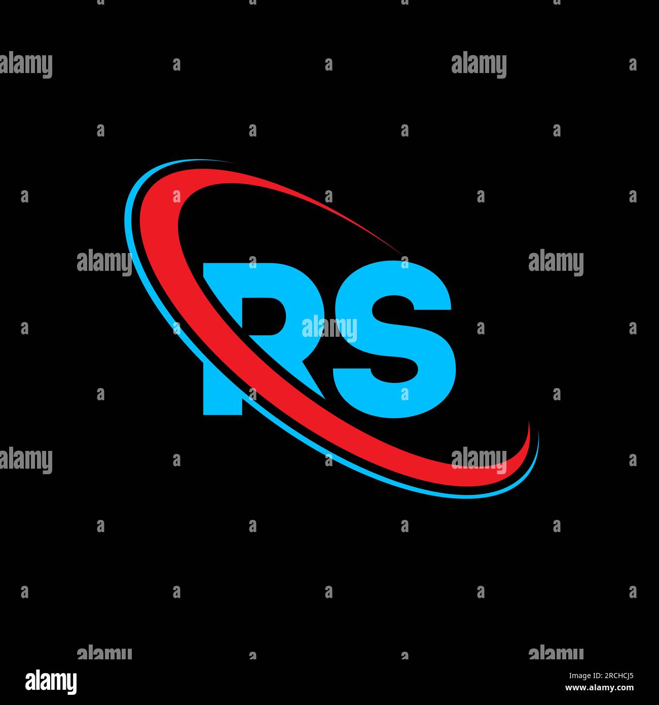 Logo mit RS R S-Buchstaben. Anfangsbuchstabe RS gekröpft Kreis Monogramm in Großbuchstaben Logo rot und blau. RS-Logo, R S-Design. rs, r s Stock Vektor