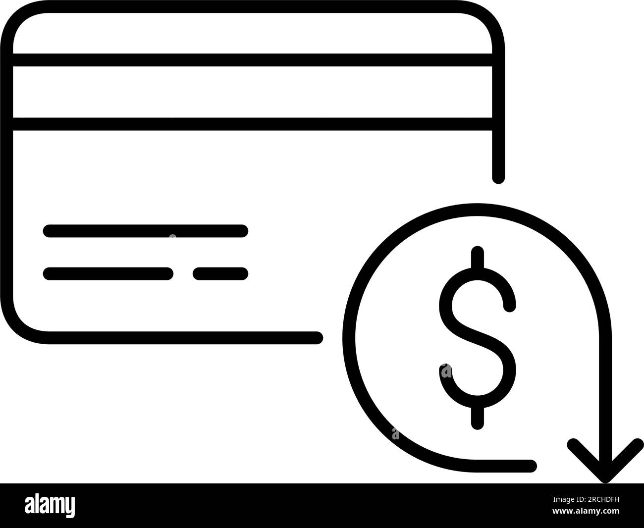 Kreditkarte mit Cash-Back-Bonusprogramm. Pixelgenaue, bearbeitbare Kontur Stock Vektor