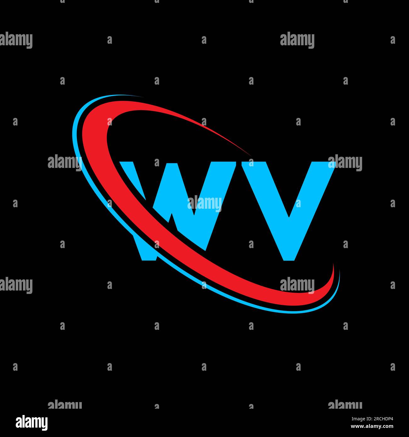 Logo mit WV W V-Buchstaben. Anfangsbuchstabe WV-Verbund Kreis Monogramm-Logo in Großbuchstaben rot und blau. WV-Logo, W-V-Design. wv, w Stock Vektor