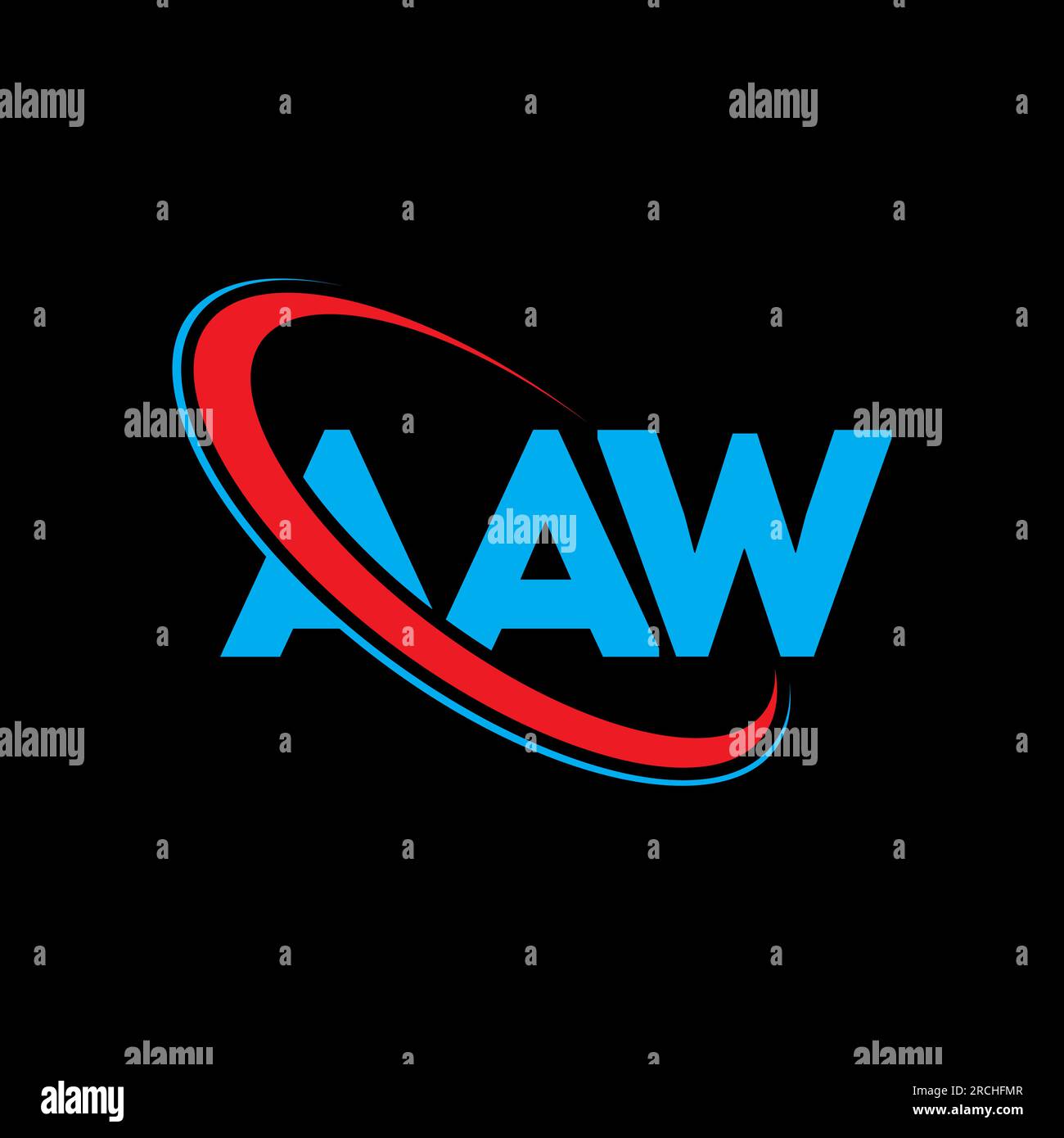 AAW-Logo. AAW Brief. Logo mit AAW-Buchstaben. Initialen AAW-Logo, verbunden mit einem Kreis und einem Monogramm-Logo in Großbuchstaben. AAW-Typographie für Technologie. Stock Vektor